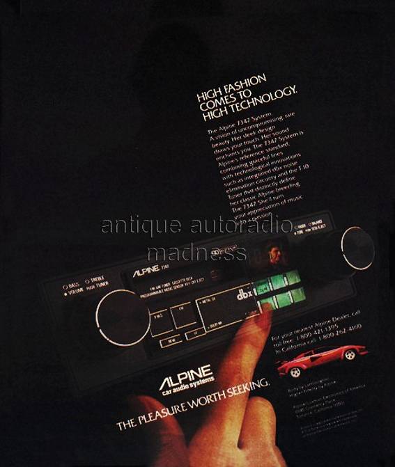 ALPINE car stereo advertisement - model 7342 - 1983